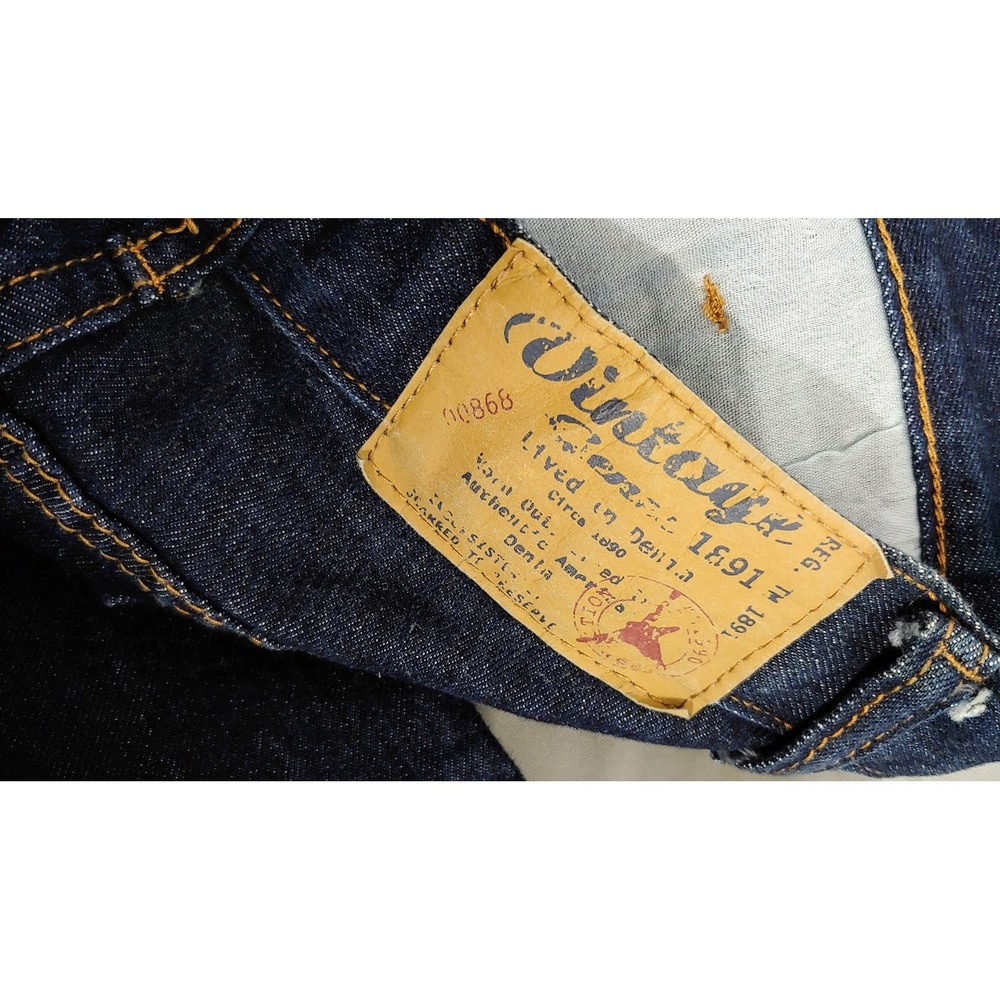Vintage Genes 1991 Mens Slim Straight 28 x30 Jeans Dark Indigo Blue Denim Pants - Picture 9 of 13